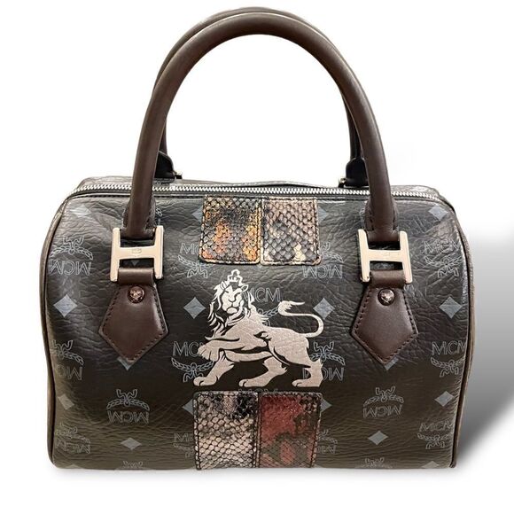 MCM Visetos Python Lion Princess Boston Top Handle Bag - Picture 5 of 13